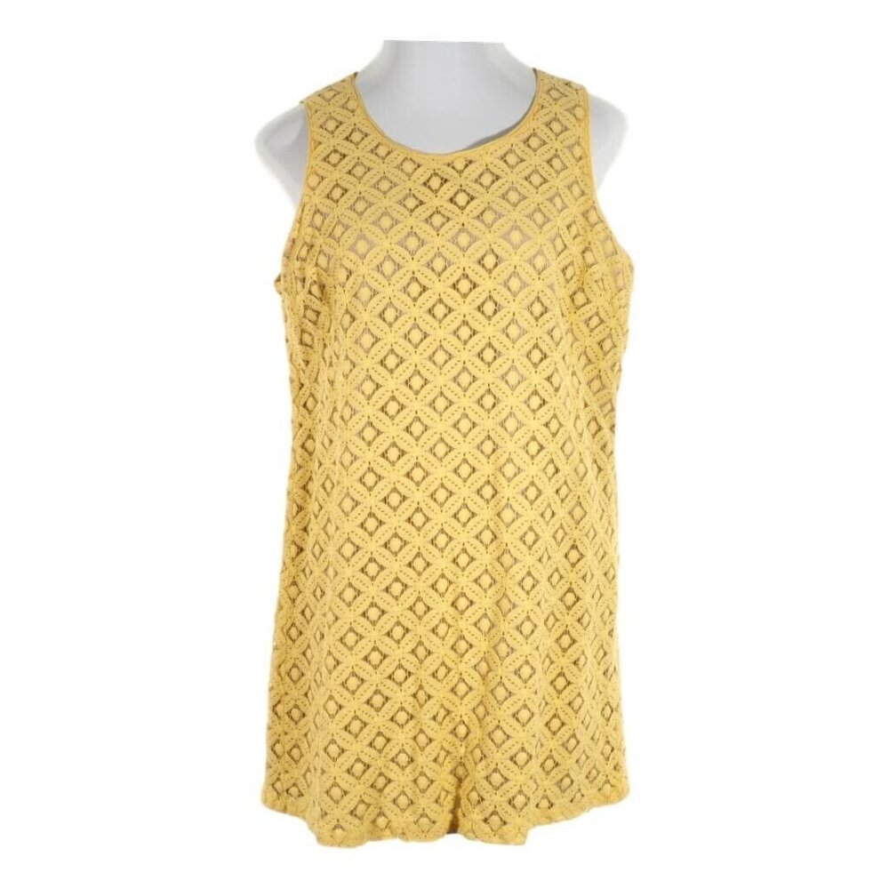 Apt 9 Womens Dress Size XL Lace Overlay Lined Yellow Sleeveless Scoop Neck